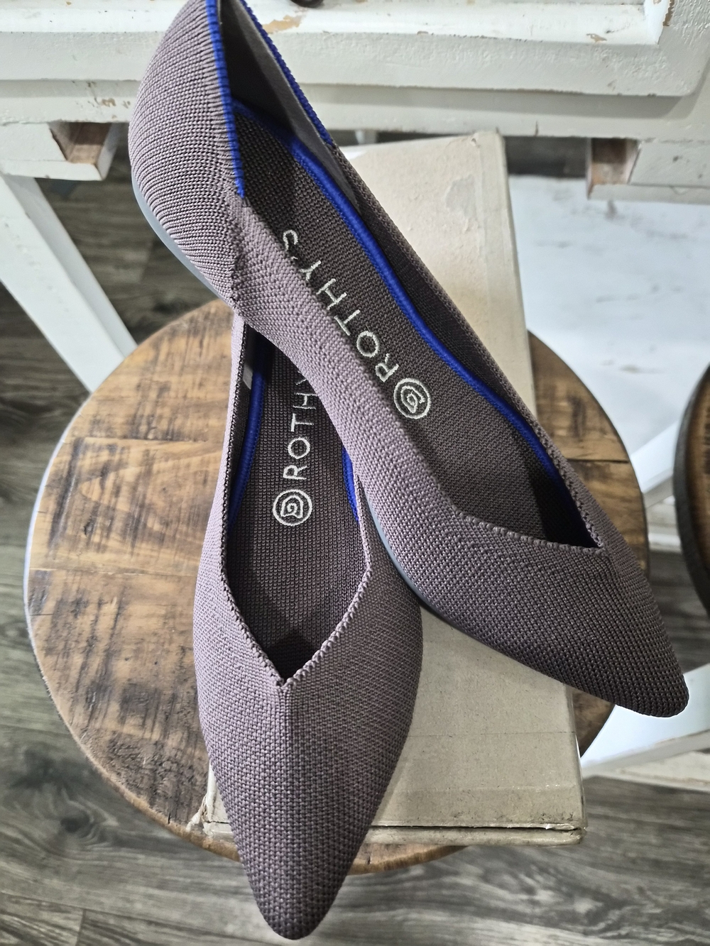 Rothy's Pointed Toe Knit Flats in MINK - NWBOX